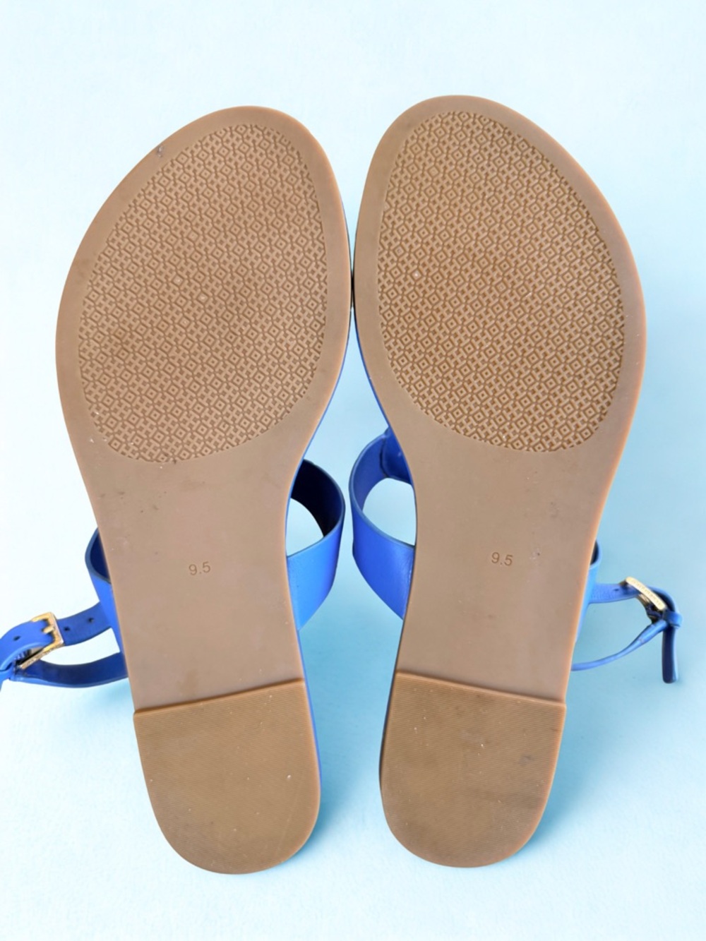 TORY BURCH Galleria Blue Logo Thong Sandals 9.5M - Excellent Pre-❤️ Condition - Picture 4 of 5